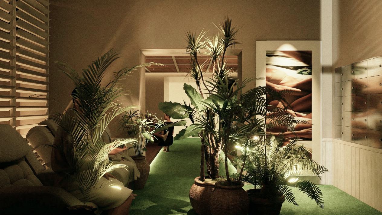 Natural lounge materials and greenery
