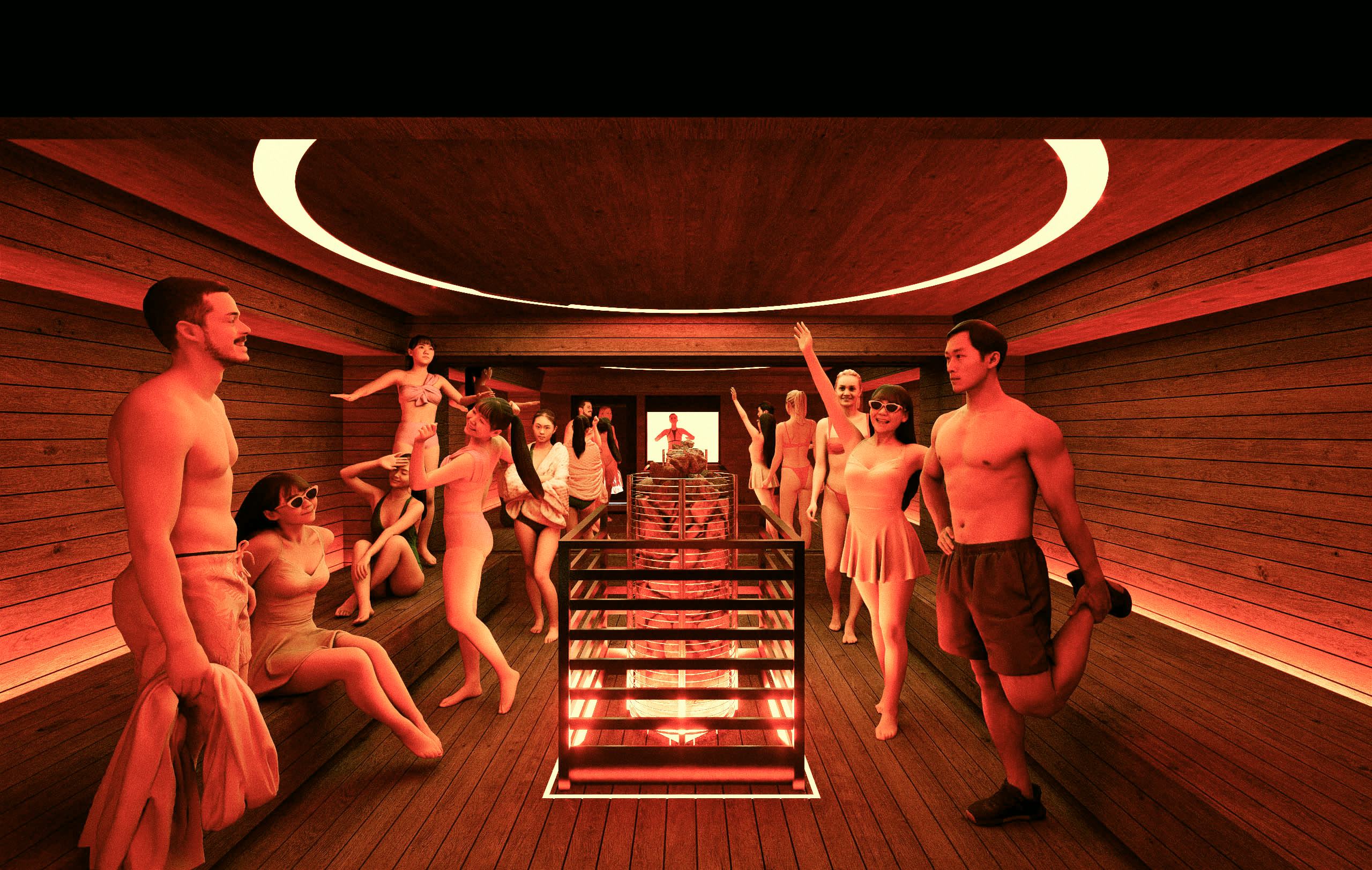 DJ Sauna with red lighting
