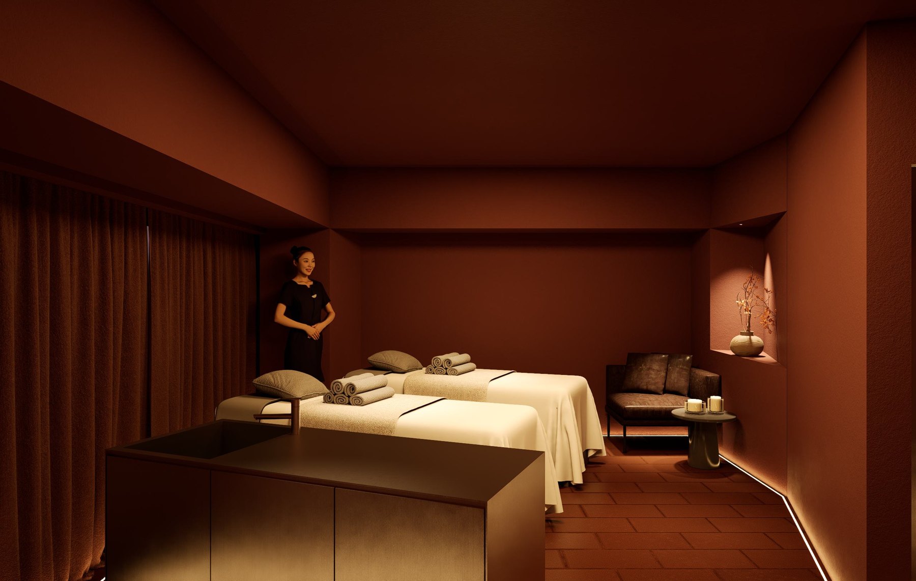 Private spa room with twin treatment beds