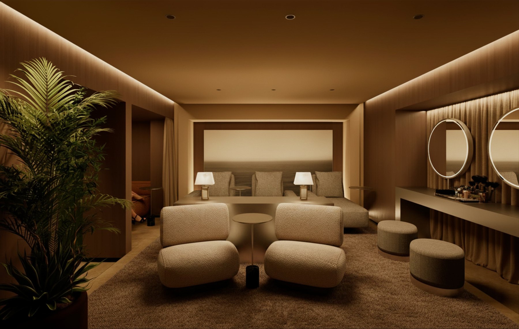 Private lounge with sofa